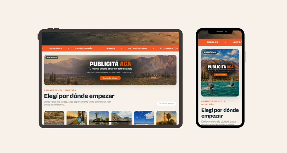 Ejemplo de cómo se ve el plan Banner en la Web Principal en el sitio